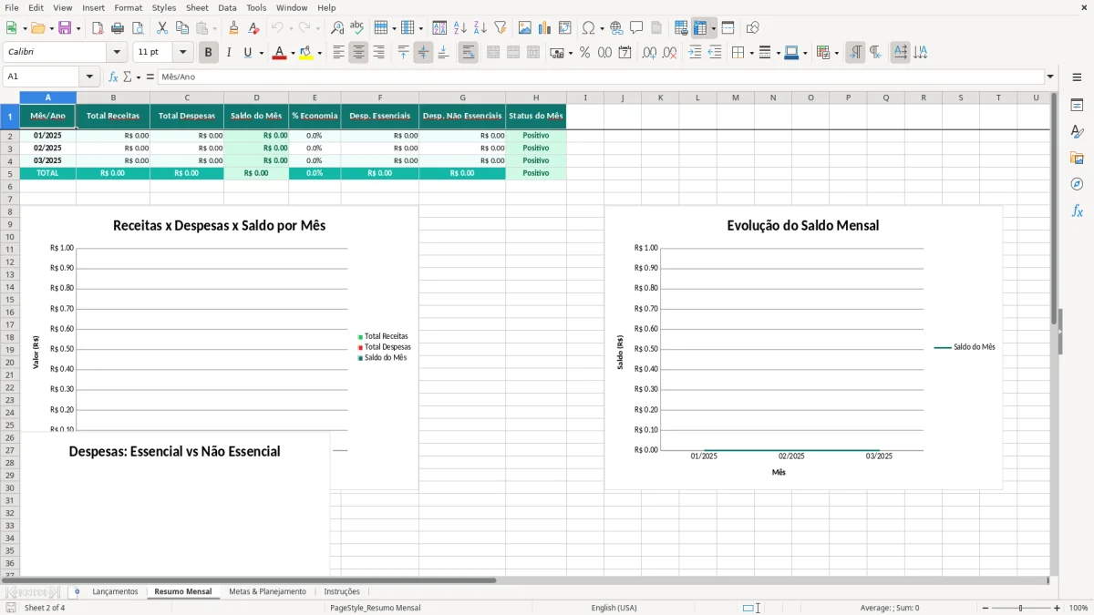 Captura de tela 2: Aba Resumo Mensal - Planilha Excel planilha financas do casal